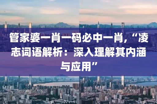 管家婆一肖一码必中一肖,“凌志词语解析：深入理解其内涵与应用”