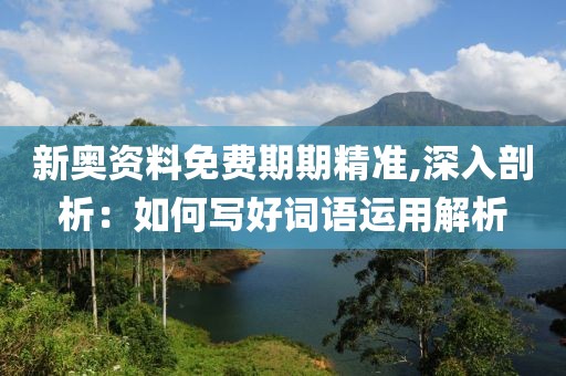 新奥资料免费期期精准,深入剖析：如何写好词语运用解析