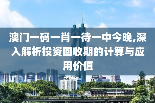 澳门一码一肖一待一中今晚,深入解析投资回收期的计算与应用价值