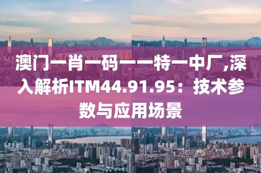澳门一肖一码一一特一中厂,深入解析ITM44.91.95：技术参数与应用场景
