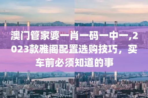 澳门管家婆一肖一码一中一,2023款雅阁配置选购技巧，买车前必须知道的事
