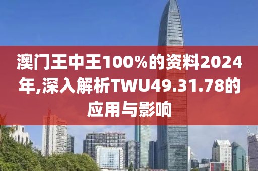 澳门王中王100%的资料2024年,深入解析TWU49.31.78的应用与影响