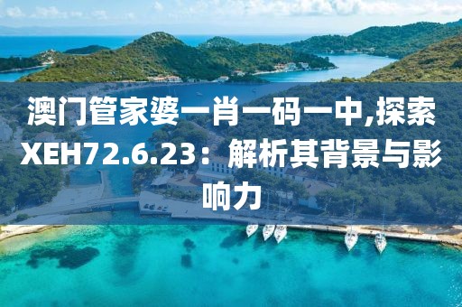 澳门管家婆一肖一码一中,探索XEH72.6.23：解析其背景与影响力