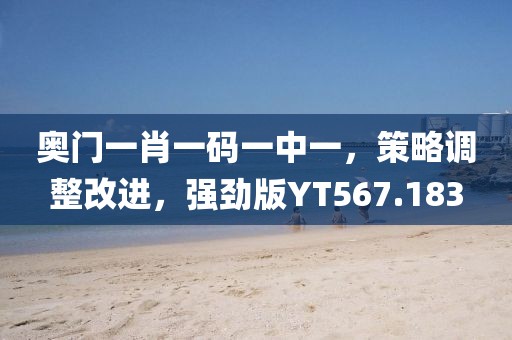 奥门一肖一码一中一，策略调整改进，强劲版YT567.183
