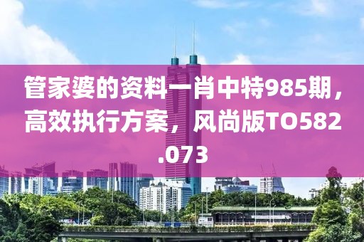 管家婆的资料一肖中特985期，高效执行方案，风尚版TO582.073