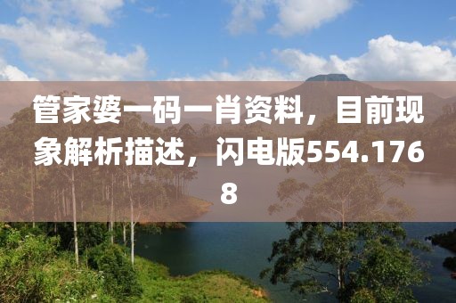 管家婆一码一肖资料，目前现象解析描述，闪电版554.1768
