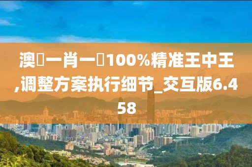 澳門一肖一碼100%精准王中王,调整方案执行细节_交互版6.458
