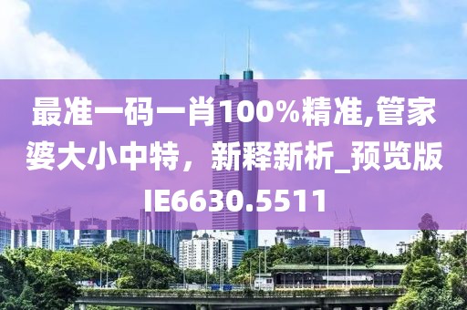 最准一码一肖100%精准,管家婆大小中特，新释新析_预览版IE6630.5511