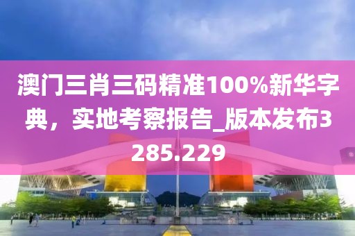 澳门三肖三码精准100%新华字典，实地考察报告_版本发布3285.229