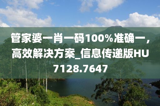 管家婆一肖一码100%准确一，高效解决方案_信息传递版HU7128.7647