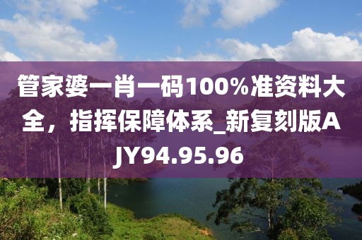 管家婆一肖一码100%准资料大全，指挥保障体系_新复刻版AJY94.95.96
