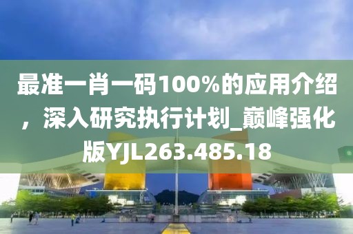 最准一肖一码100%的应用介绍，深入研究执行计划_巅峰强化版YJL263.485.18