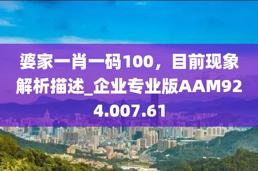 婆家一肖一码100，目前现象解析描述_企业专业版AAM924.007.61