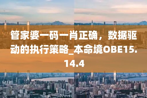 管家婆一码一肖正确，数据驱动的执行策略_本命境OBE15.14.4