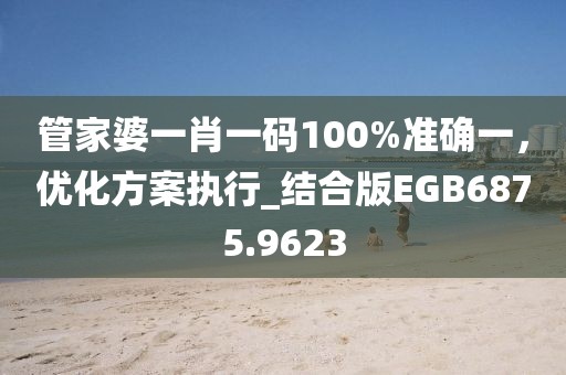 管家婆一肖一码100%准确一，优化方案执行_结合版EGB6875.9623