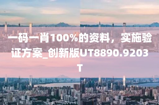一码一肖100%的资料，实施验证方案_创新版UT8890.9203T