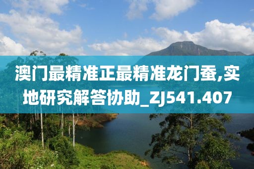 澳门最精准正最精准龙门蚕,实地研究解答协助_ZJ541.407