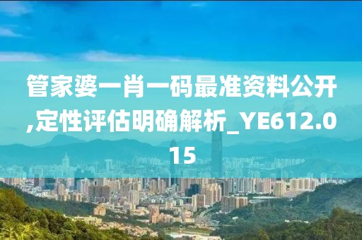 管家婆一肖一码最准资料公开,定性评估明确解析_YE612.015
