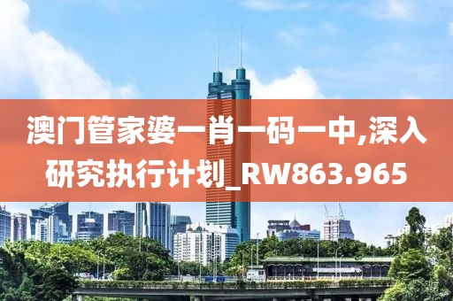 澳门管家婆一肖一码一中,深入研究执行计划_RW863.965