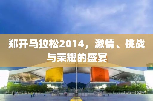 郑开马拉松2014，激情、挑战与荣耀的盛宴
