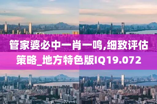 管家婆必中一肖一鸣,细致评估策略_地方特色版IQ19.072