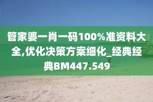 管家婆一肖一码100%准资料大全,优化决策方案细化_经典经典BM447.549