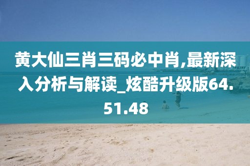 黄大仙三肖三码必中肖,最新深入分析与解读_炫酷升级版64.51.48