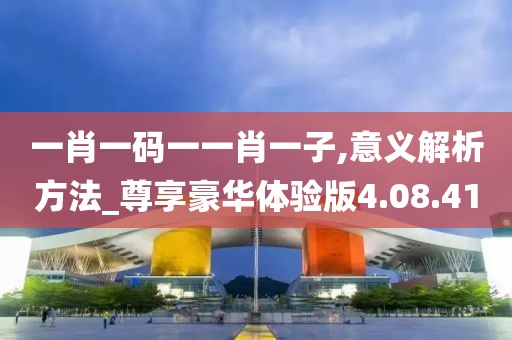 一肖一码一一肖一子,意义解析方法_尊享豪华体验版4.08.41
