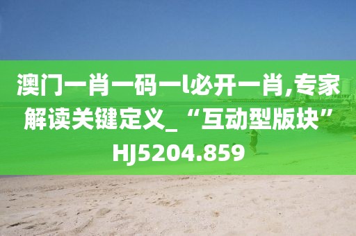 澳门一肖一码一l必开一肖,专家解读关键定义_“互动型版块”HJ5204.859