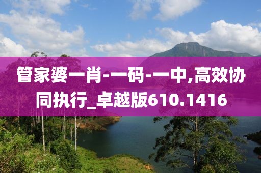 管家婆一肖-一码-一中,高效协同执行_卓越版610.1416