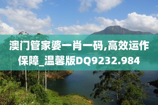 澳门管家婆一肖一码,高效运作保障_温馨版DQ9232.984