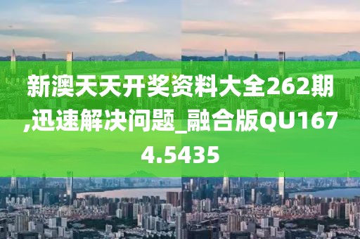 新澳天天开奖资料大全262期,迅速解决问题_融合版QU1674.5435