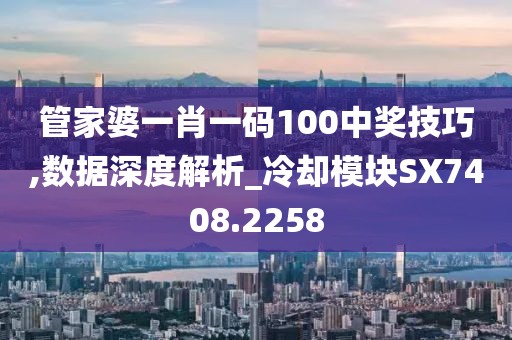 管家婆一肖一码100中奖技巧,数据深度解析_冷却模块SX7408.2258