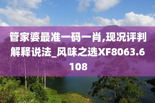 管家婆最准一码一肖,现况评判解释说法_风味之选XF8063.6108
