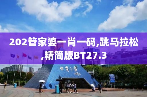 202管家婆一肖一码,跳马拉松,精简版BT27.3