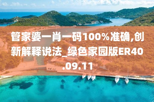 管家婆一肖一码100%准确,创新解释说法_绿色家园版ER40.09.11