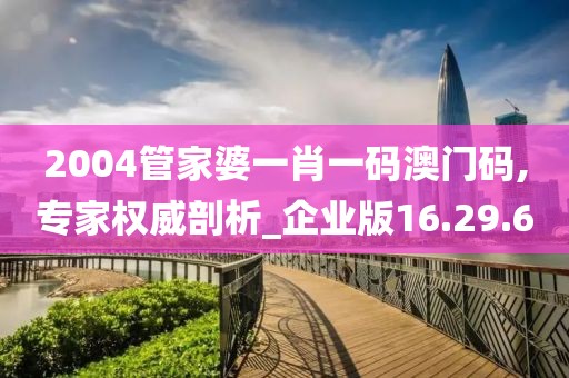 2004管家婆一肖一码澳门码,专家权威剖析_企业版16.29.6
