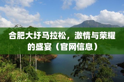 合肥大圩马拉松，激情与荣耀的盛宴（官网信息）