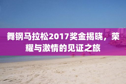 舞钢马拉松2017奖金揭晓，荣耀与激情的见证之旅