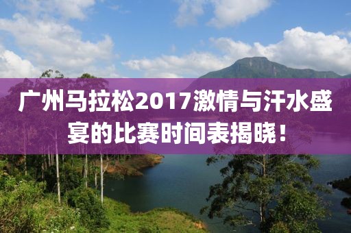 广州马拉松2017激情与汗水盛宴的比赛时间表揭晓！
