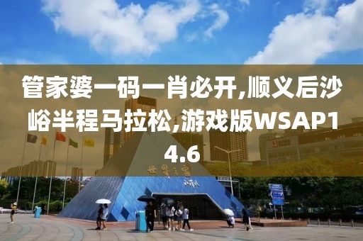 管家婆一码一肖必开,顺义后沙峪半程马拉松,游戏版WSAP14.6