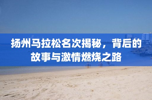 扬州马拉松名次揭秘，背后的故事与激情燃烧之路