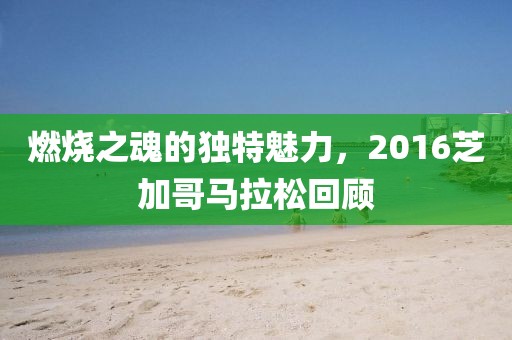 燃烧之魂的独特魅力，2016芝加哥马拉松回顾