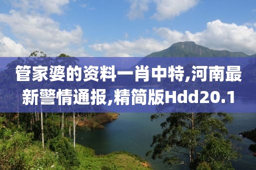管家婆的资料一肖中特,河南最新警情通报,精简版Hdd20.1