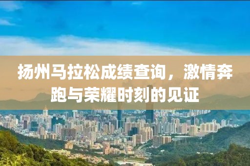 扬州马拉松成绩查询，激情奔跑与荣耀时刻的见证