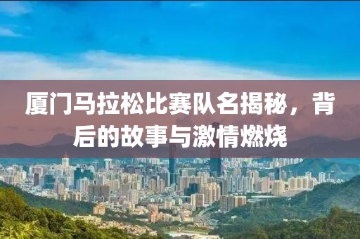 厦门马拉松比赛队名揭秘，背后的故事与激情燃烧
