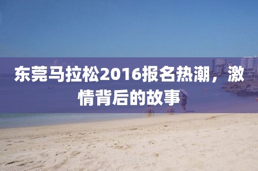 东莞马拉松2016报名热潮，激情背后的故事