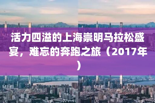 活力四溢的上海崇明马拉松盛宴，难忘的奔跑之旅（2017年）