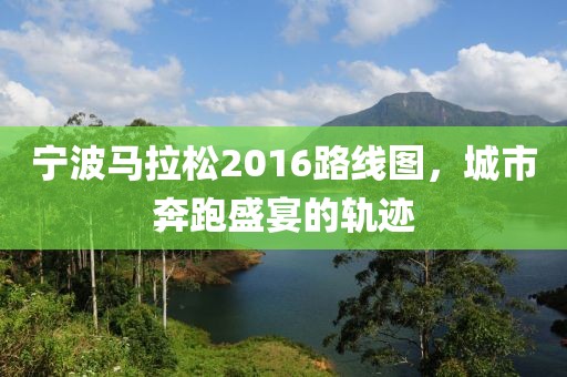 宁波马拉松2016路线图，城市奔跑盛宴的轨迹