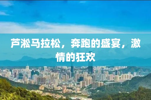 芦淞马拉松，奔跑的盛宴，激情的狂欢